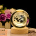 One94Store 3D Crystal Moon Lamp, Creative Engraved Crystal Ball Night Light, USB LED Wooden Crystal Lamp for Home Office Decoration Birthday Gift Adults (Warm White)